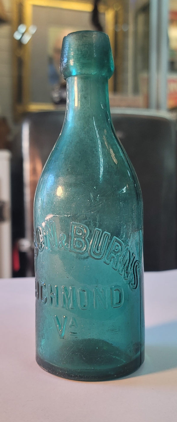 1859 Mason & Burns Richmond VA Blue Green #51130AC Bottle 7 1/4" T GS00818