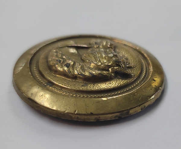 Original Civil War Raised Embossed Horse Bridle Rosette in Brass 2 1/4" GS00814