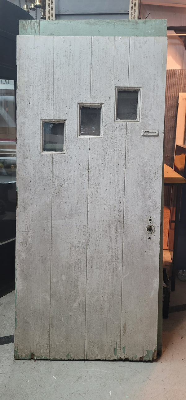 Wood Exterior Door with Top Glass Panes w/ Hardware 79" x 36" x 1 3/4" GS00849