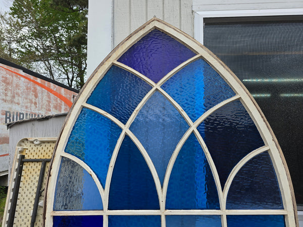 Blue Ripple Textured Glass Gothic Arch Window GAM0450