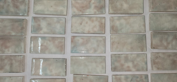 Antique Lot of 81 Mottled Trent Ceramic Fireplace Tiles 3" x 1 1/2" GS00680