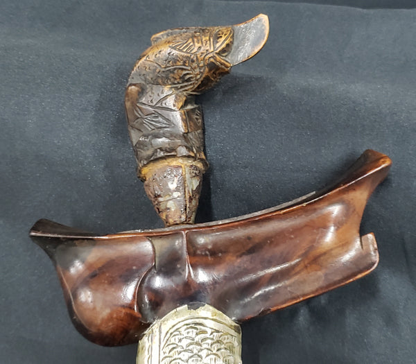 Indonesian Kris Dagger with Sterling Silver Sheath & Rosewood Handle #GAKris