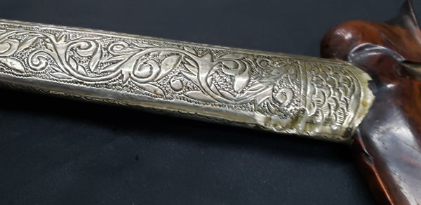 Indonesian Kris Dagger with Sterling Silver Sheath & Rosewood Handle #GAKris