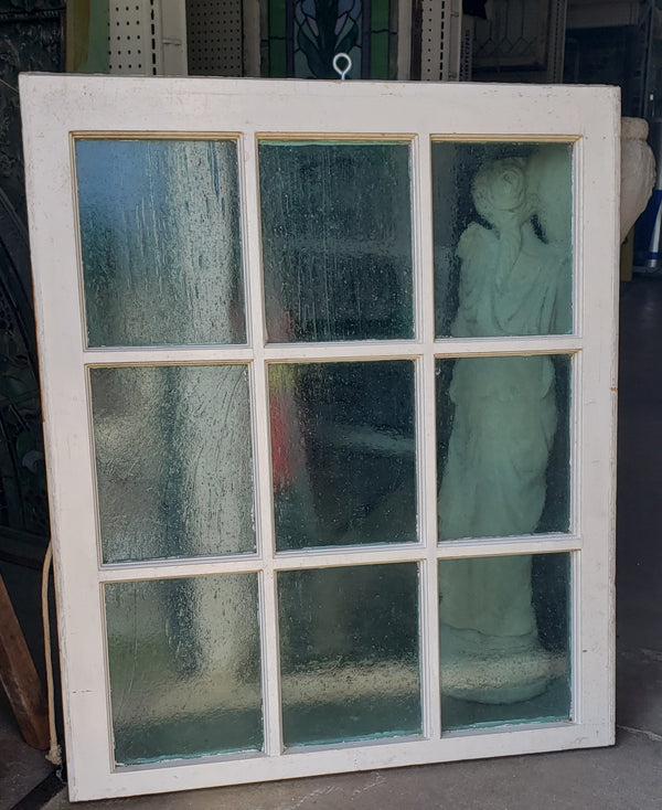 Seeded Bubble 9 Pane Glass Window 31 3/8" Wide by 37 1/2" Tall #GA9155