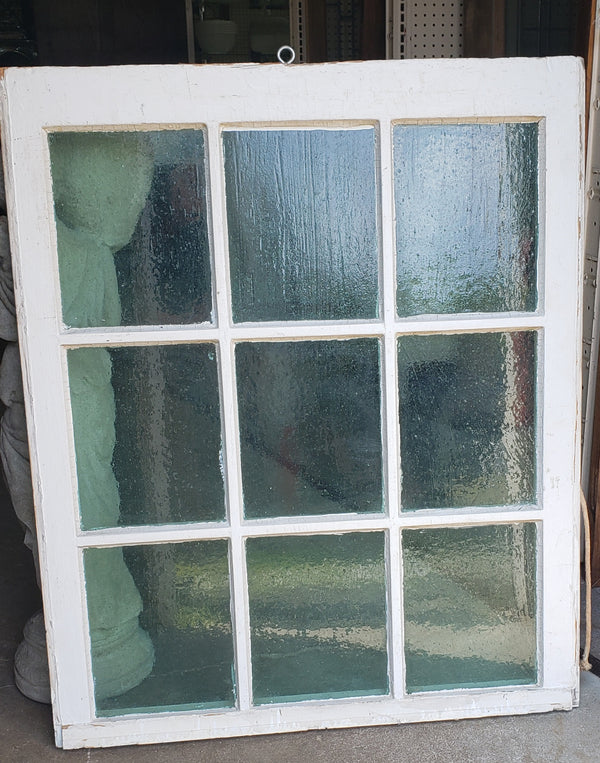 Seeded Bubble 9 Pane Glass Window 31 3/8" Wide by 37 1/2" Tall #GA9155