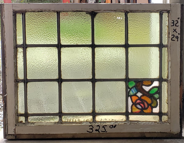 Leaded & Hammered Texture 12 Pane Stained Glass Window 23 1/2" T by 37 1/2" W #GA9160