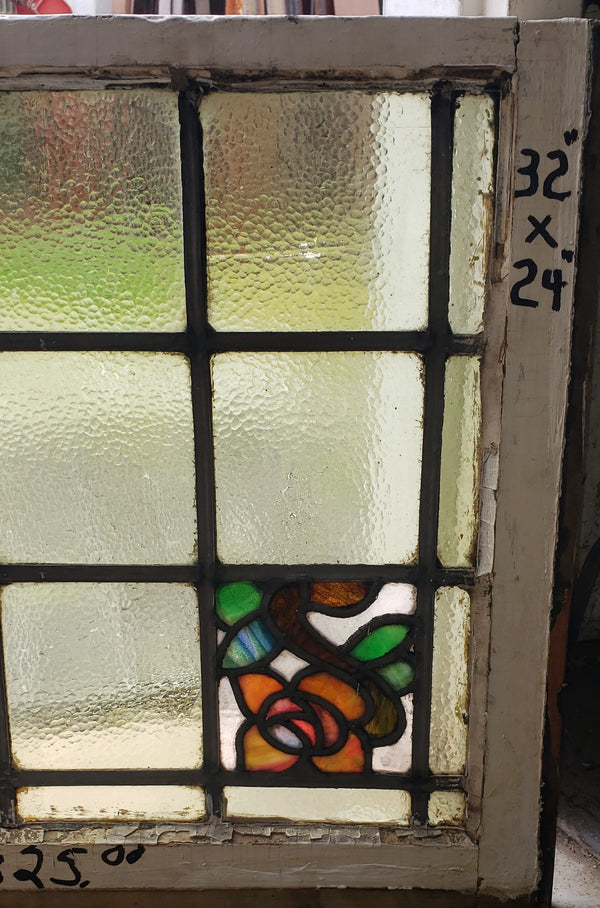 Leaded & Hammered Texture 12 Pane Stained Glass Window 23 1/2" T by 37 1/2" W #GA9160
