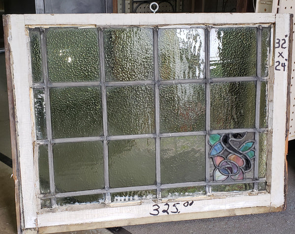 Leaded & Hammered Texture 12 Pane Stained Glass Window 23 1/2" T by 37 1/2" W #GA9160