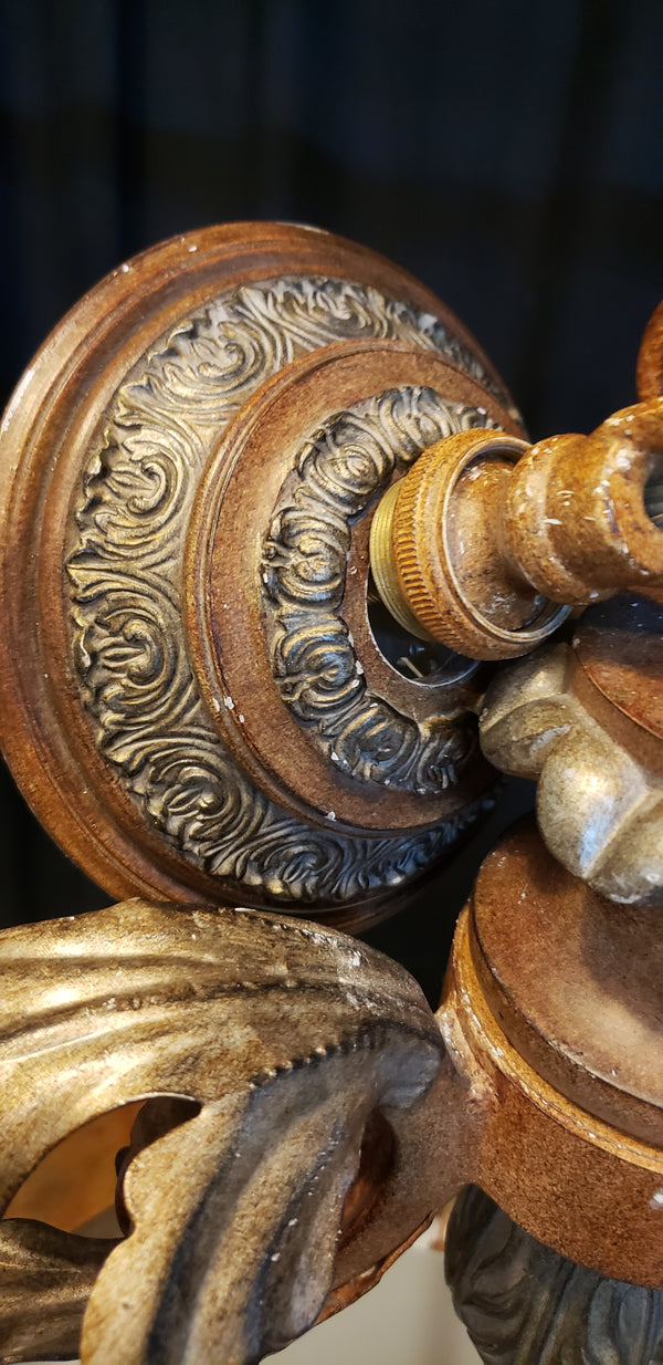 Tuscan Inspired Chandelier with an Old World Style Globe Gold Tone Leaves & Trim #GA9187