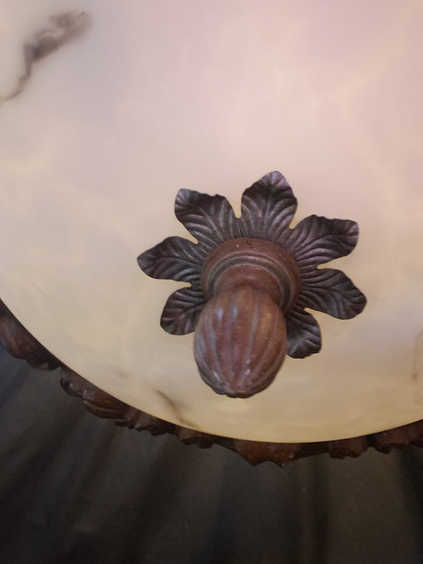 Tuscan Inspired Chandelier with an Old World Style Globe Gold Tone Leaves & Trim #GA9187