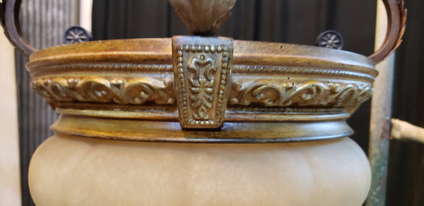 Tuscan Inspired Flush Mount Fixture with Scalloped Speckled Globe #GA9189