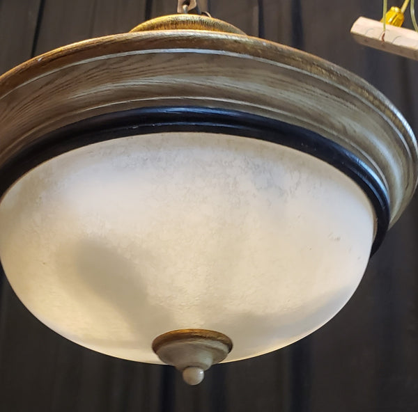 Tuscan Inspired Flush Mount Fixture with Amber Speckled Globe #GA9190