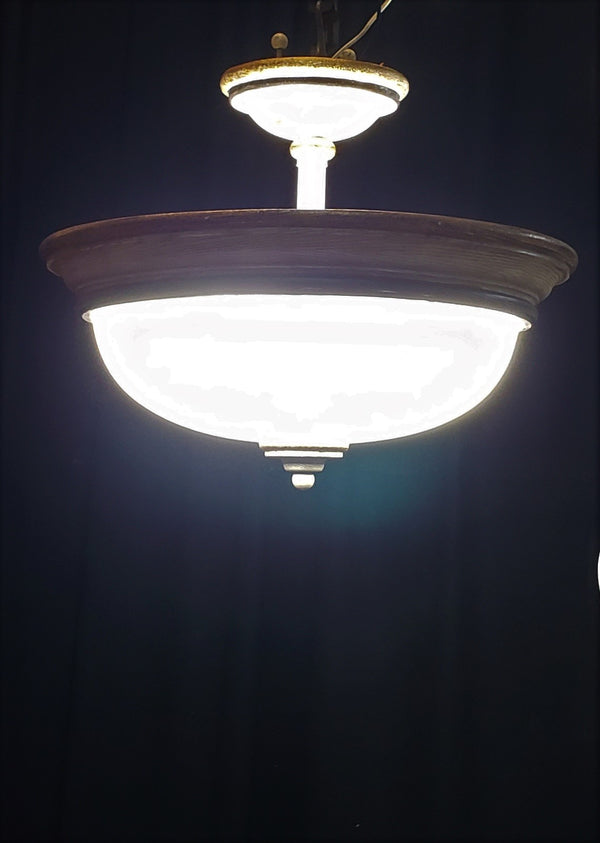 Tuscan Inspired Flush Mount Fixture with Amber Speckled Globe #GA9190