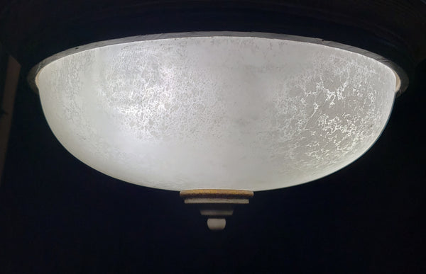 Tuscan Inspired Flush Mount Fixture with Amber Speckled Globe #GA9190