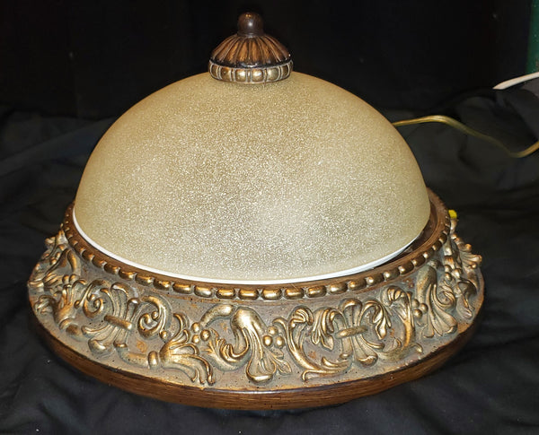 Tuscan Inspired Flush Mount Ceiling Fixture with Gold Faux Wood Trim #GA9191