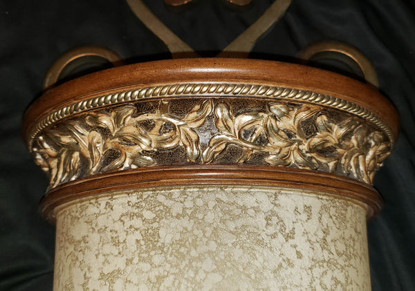 Pair of Tuscan Inspired Wall Sconces with Faux Wood & Iron #GA9203