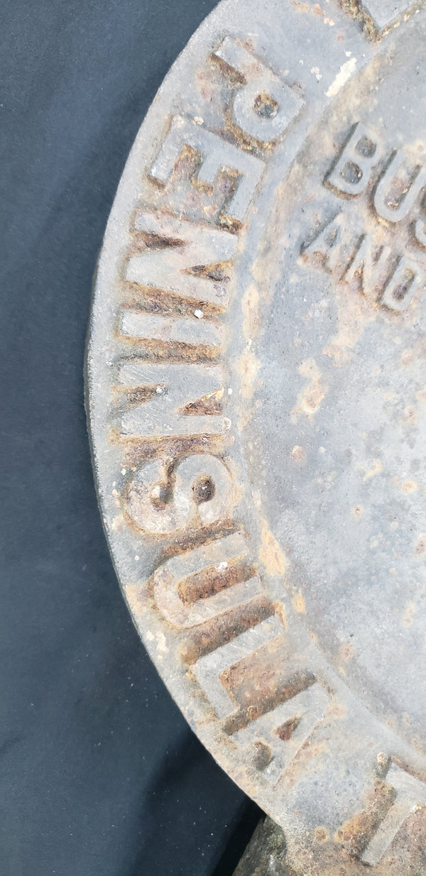 Early 1900's Round Cast Iron Bus Stop Sign from Virginia Peninsula Transit Corp #GA9308