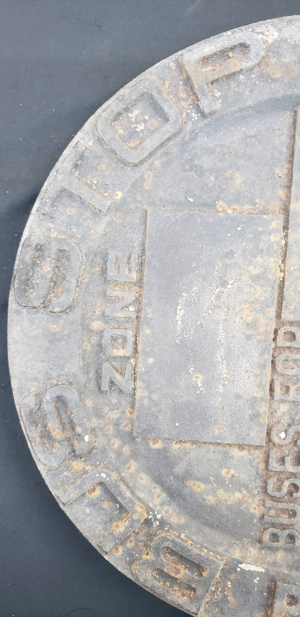 Early 1900's Round Cast Iron Bus Stop Sign from Virginia Peninsula Transit Corp #GA9308