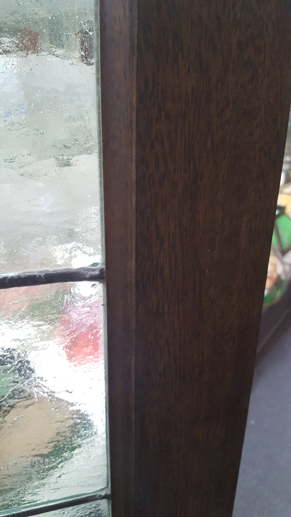 Custom Textured Stained Glass Window Panel Framed in Brazilian Wood GA9320