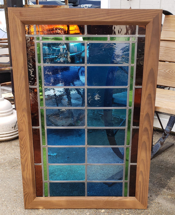 Custom Stained Glass Window in Cambia Ash Wood Frame GA9328