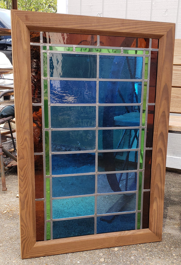 Custom Stained Glass Window in Cambia Ash Wood Frame GA9328