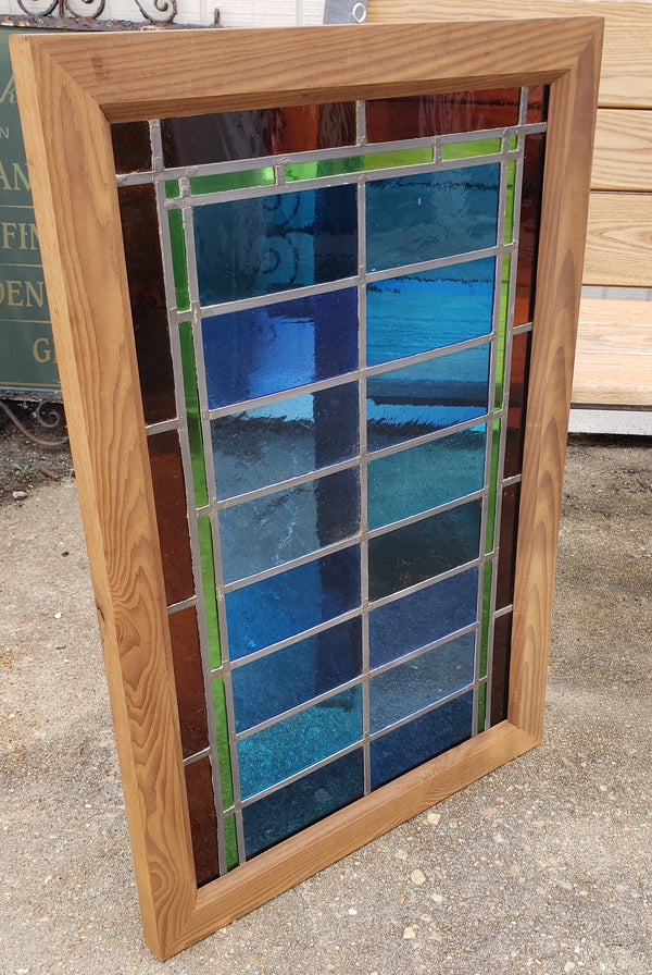Custom Stained Glass Window in Cambia Ash Wood Frame GA9328