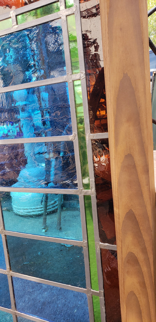 Custom Stained Glass Window in Cambia Ash Wood Frame GA9328
