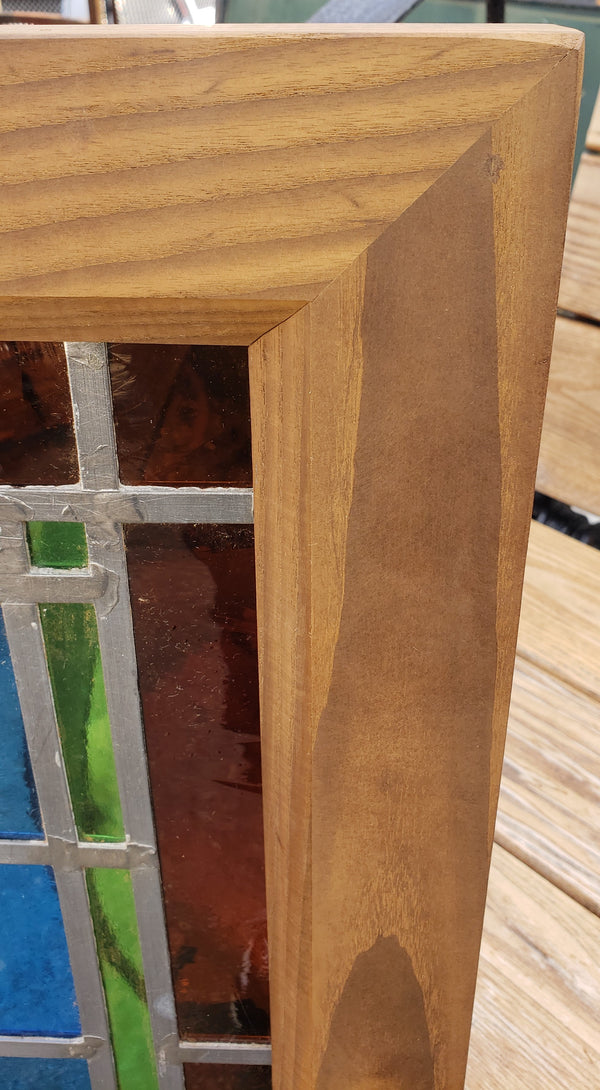 Custom Stained Glass Window in Cambia Ash Wood Frame GA9328
