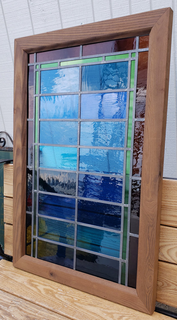 Custom Stained Glass Window in Cambia Ash Wood Frame GA9328