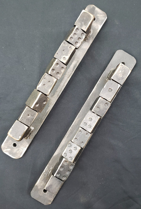 Custom Pair of Dice Designed Door Handles Made from Reclaimed Steel GA9329