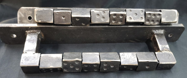 Custom Pair of Dice Designed Door Handles Made from Reclaimed Steel GA9329