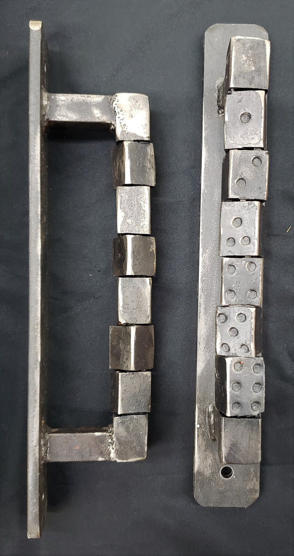 Custom Pair of Dice Designed Door Handles Made from Reclaimed Steel GA9329