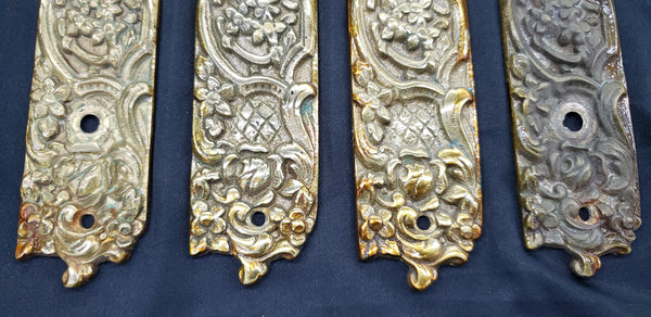 Unique Solid Brass Door Pull Handle w/ 2 Back Plates & 2 Push Plates  GA9333