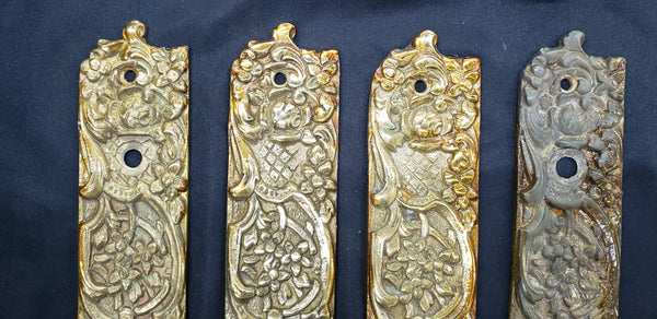 Unique Solid Brass Door Pull Handle w/ 2 Back Plates & 2 Push Plates  GA9333