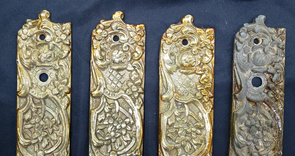 Unique Solid Brass Door Pull Handle w/ 2 Back Plates & 2 Push Plates  GA9333