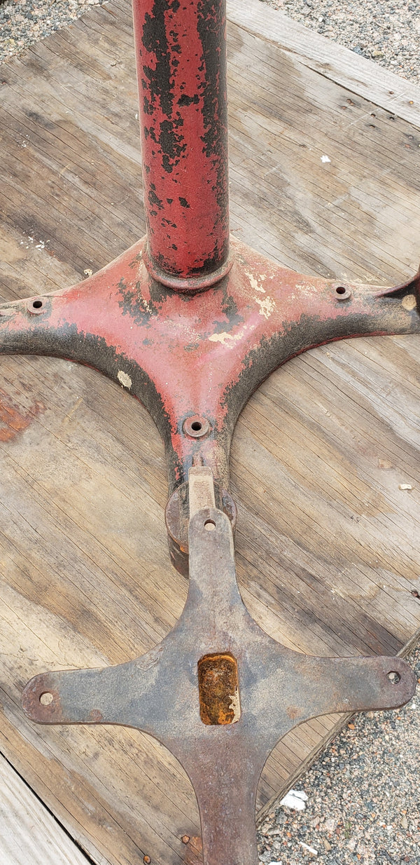 1880's Cast Iron Dye Factory Breakroom Table Base with 4 Swing Out Seats GA9357