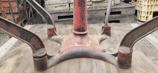 1880's Cast Iron Dye Factory Breakroom Table Base with 4 Swing Out Seats GA9357