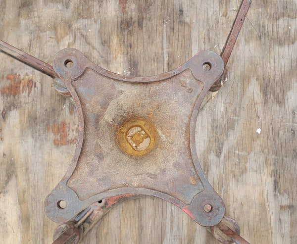 1880's Cast Iron Dye Factory Breakroom Table Base with 4 Swing Out Seats GA9357