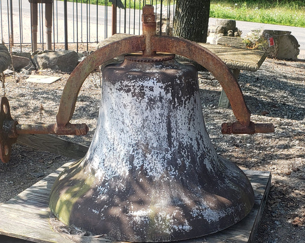 Huge 39" Round Cast Iron Bell with Yoke & Side Wheel GA9341