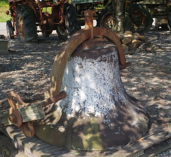 Huge 39" Round Cast Iron Bell with Yoke & Side Wheel GA9341