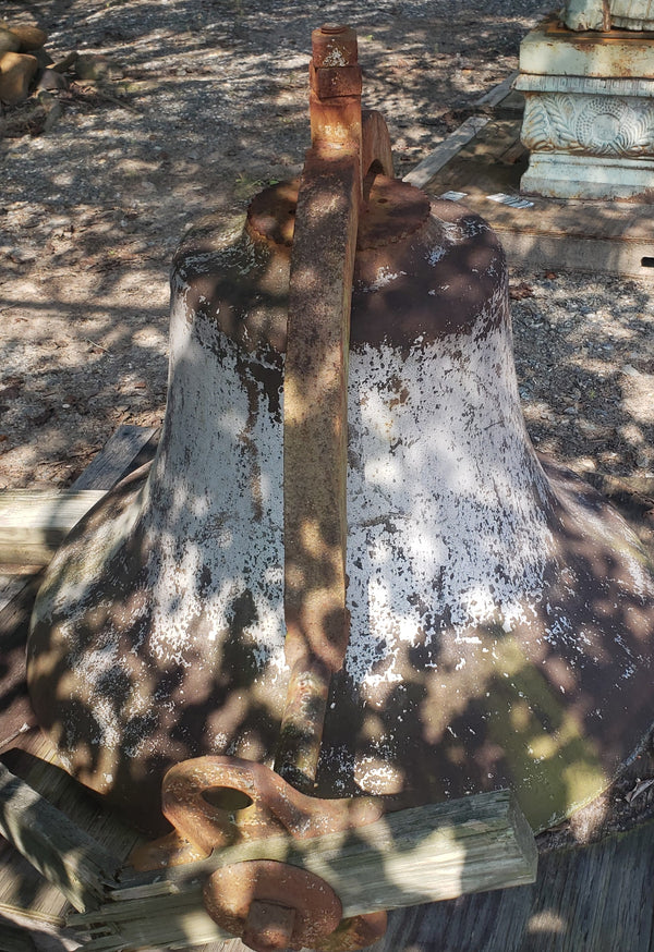 Huge 39" Round Cast Iron Bell with Yoke & Side Wheel GA9341