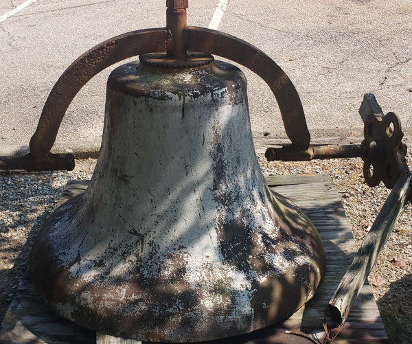Huge 39" Round Cast Iron Bell with Yoke & Side Wheel GA9341