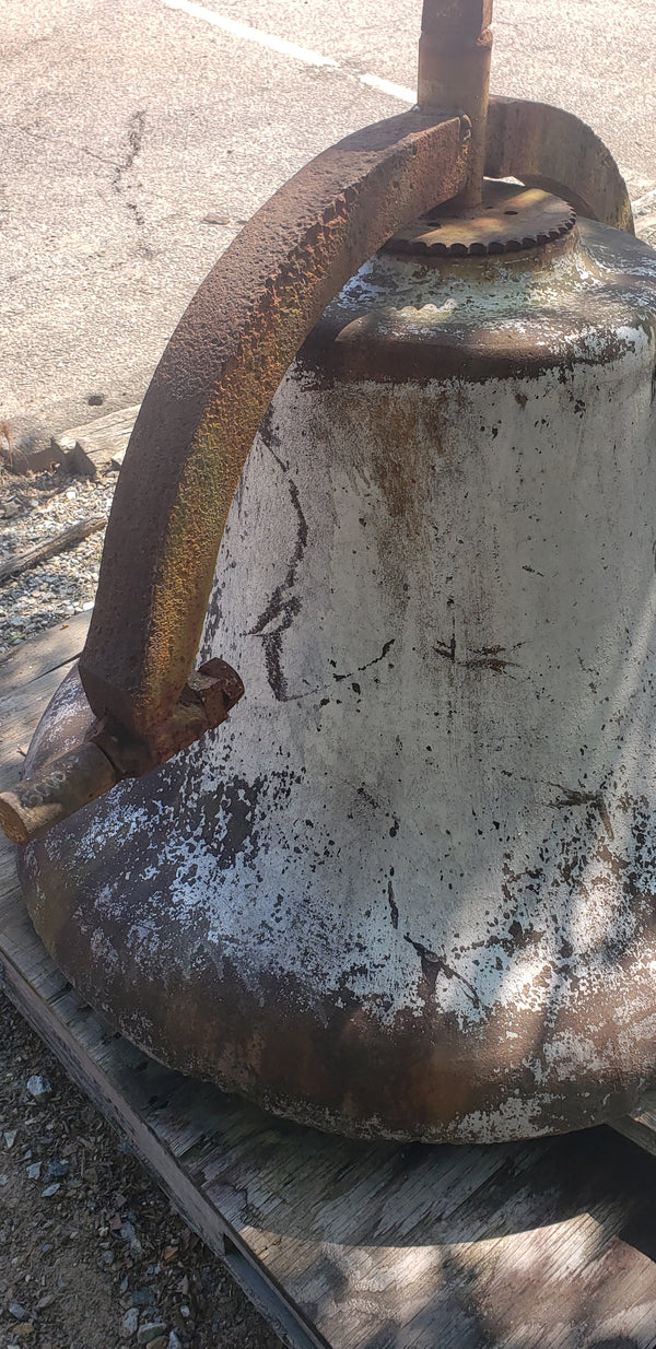 Huge 39" Round Cast Iron Bell with Yoke & Side Wheel GA9341