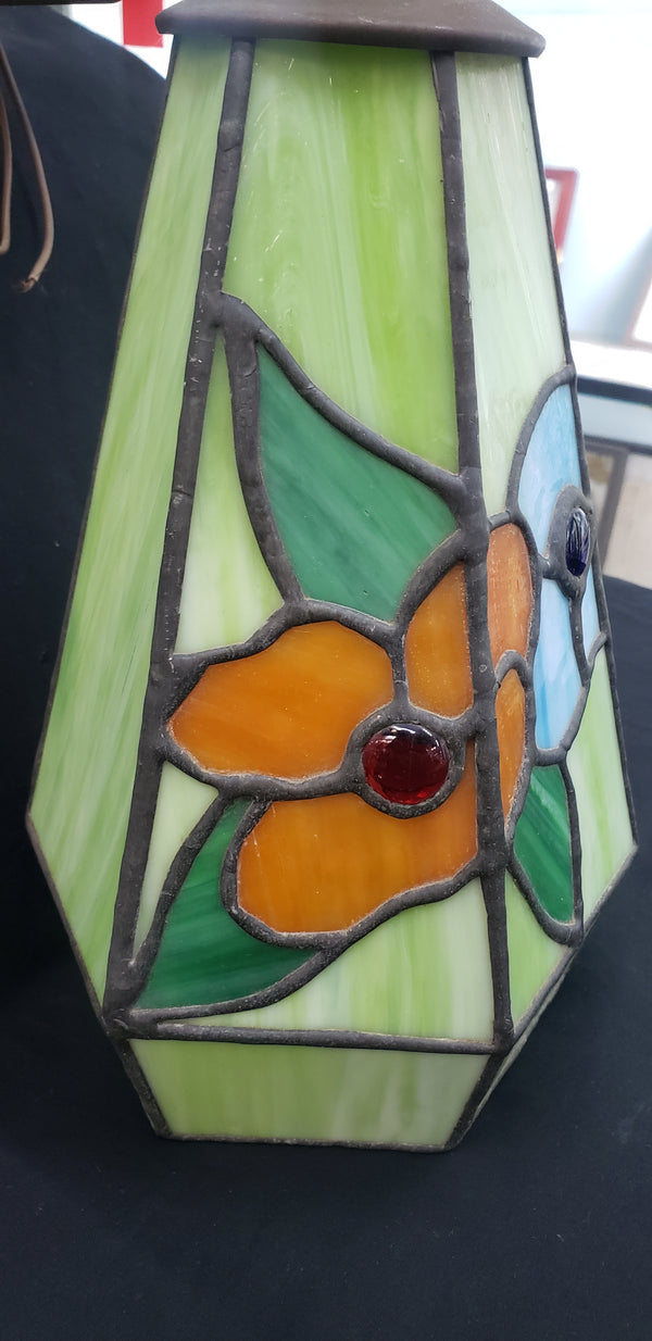 Antique Multicolored Slag Glass Sconce with Ornate Bronze Fitter GA-M018