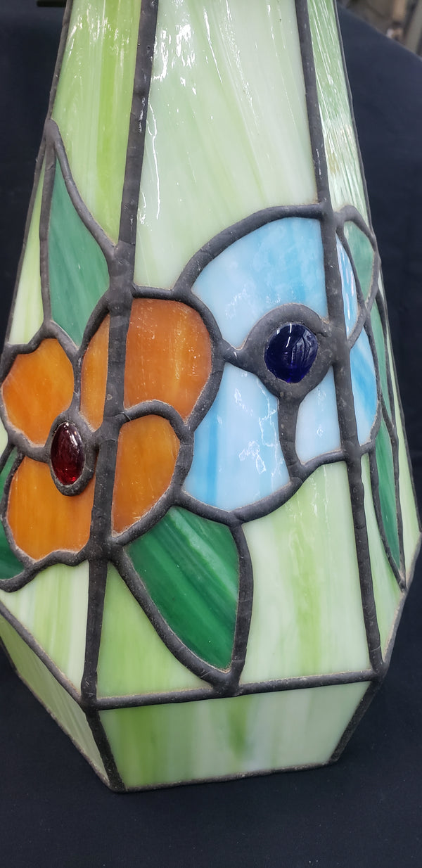 Antique Multicolored Slag Glass Sconce with Ornate Bronze Fitter GA-M018