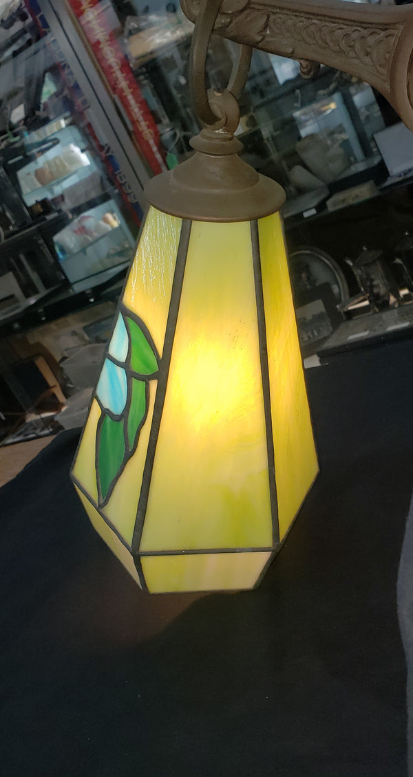 Antique Multicolored Slag Glass Sconce with Ornate Bronze Fitter GA-M018