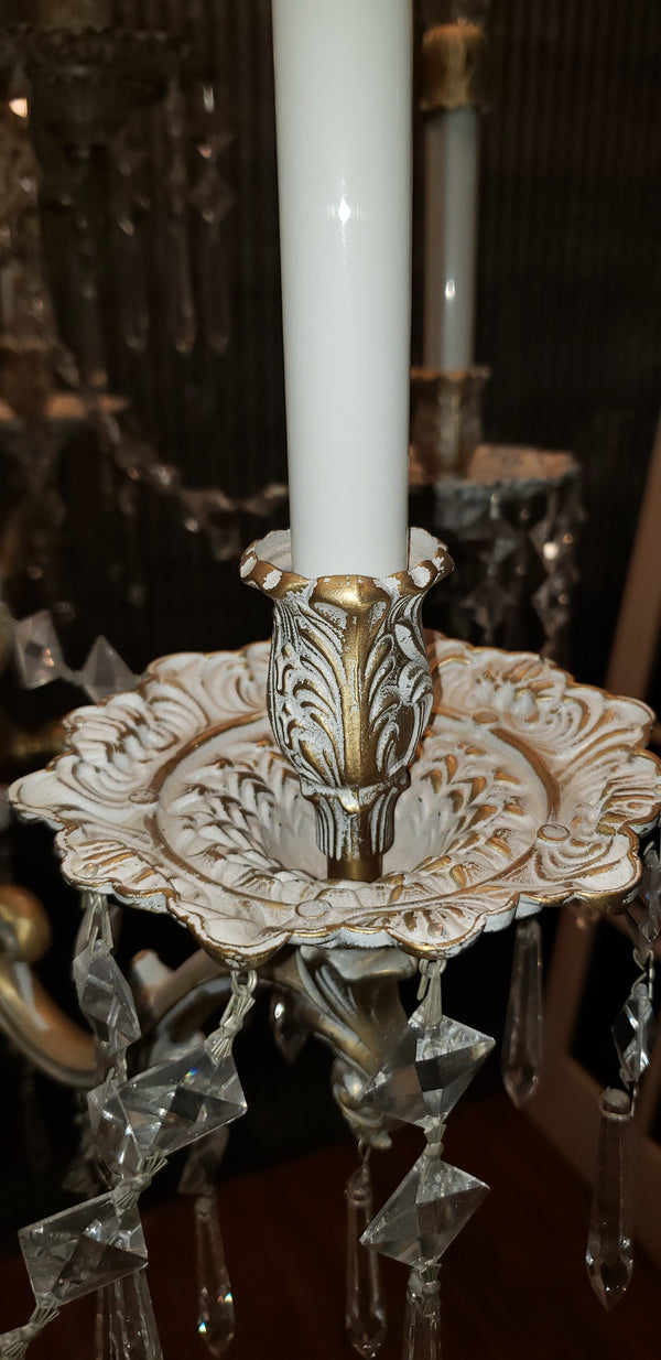 French Inspired 9 Light Tiered Chandelier with Faceted Crystal Prisms GA9375