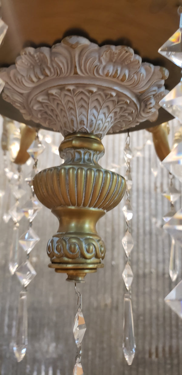 French Inspired 9 Light Tiered Chandelier with Faceted Crystal Prisms GA9375