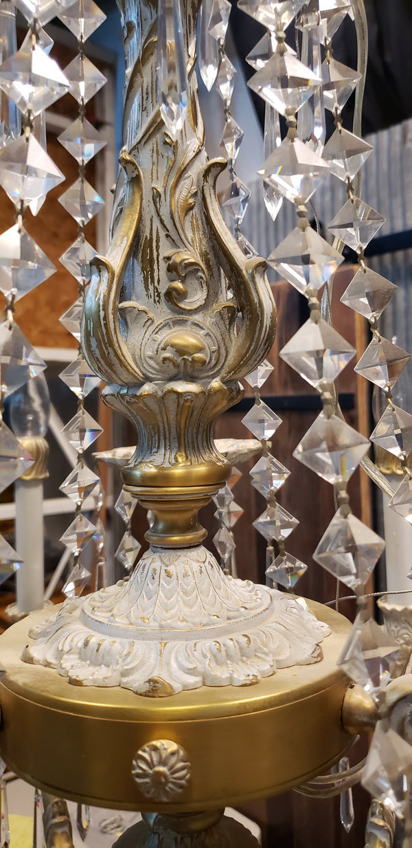 French Inspired 9 Light Tiered Chandelier with Faceted Crystal Prisms GA9375