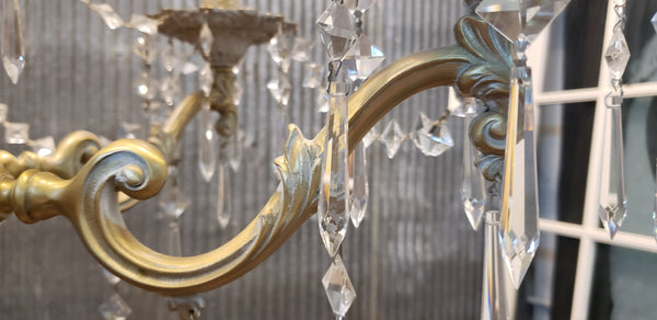 French Inspired 9 Light Tiered Chandelier with Faceted Crystal Prisms GA9375